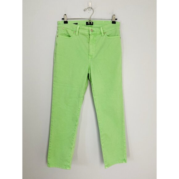 Talbots Straight Leg Crop Jean Women's Size 6 Bright Green Colored Denim Jeans - Picture 1 of 8